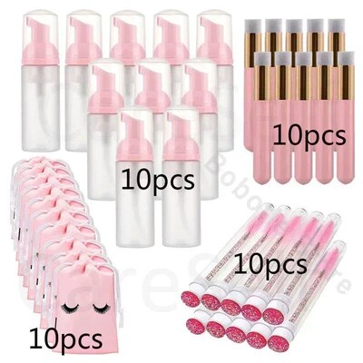 40pcs Empty Lash Shampoo Bottles and Brushes Set, Foam Pump