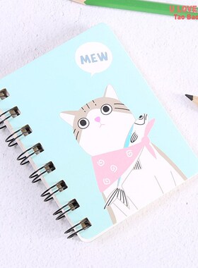 A7 Mini Spiral Notebook Cartoon Cat Notepad Kawaii Personal