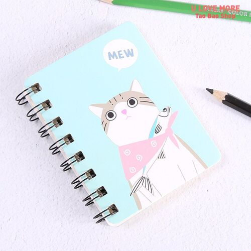 A7 Mini Spiral Notebook Cartoon Cat Notepad Kawaii Personal