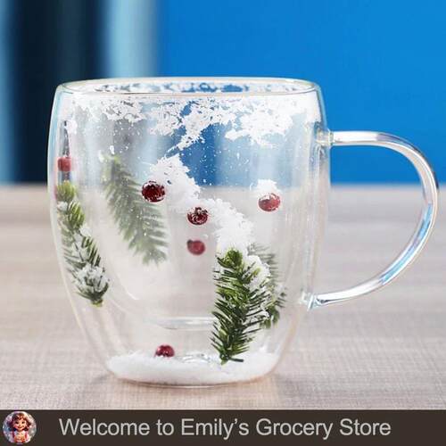 200/350ml Double Walled Glass Cofee Cups Christmas Gifts Hou