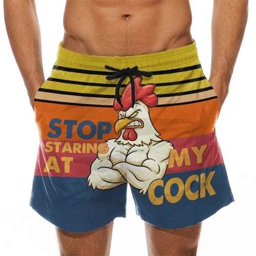 KeKe Funny Cock Banana Printed Swimwear Swim Shorts Trunks B