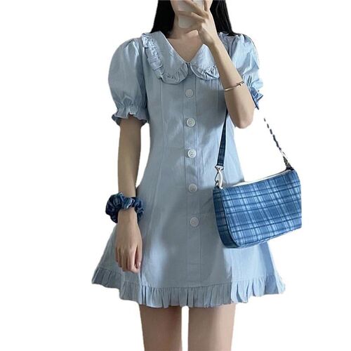 Platycodon skirt first love small French light blue dress wo