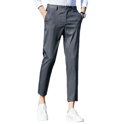 Cropped Casual Pants Mens Slim-fit All-match Spring and Aut