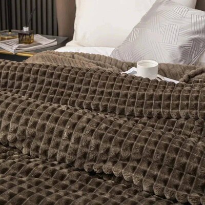A Checked Milk Velvet Bed Blanket, Children, Adults, Warm Wi