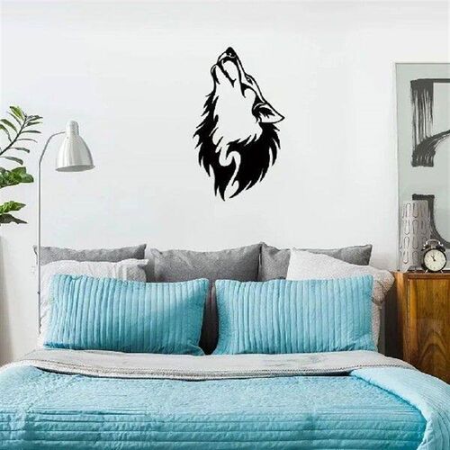1pc Wolf Head Wall Metal Wall Decor, Bedroom Decor Sticker