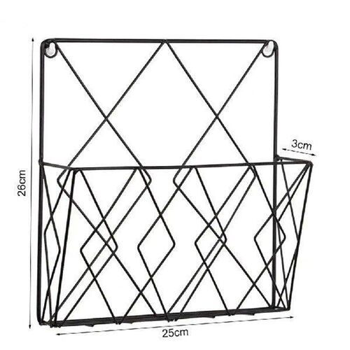Wrought Iron Wall Shelf Modern Style Chic Grid Design Wall