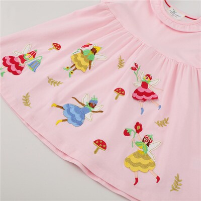 Jumping Meters Summer Princess  Short Sleeve Applique Girls