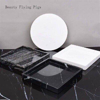 Nordic minimalist style marble tray dessert pastry display