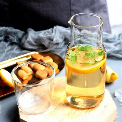 Water Carafe with Tumbler Glass Cold Hot Water Bottle Cup