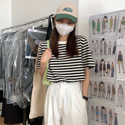 Nantao Textured Contrast Striped Long-sleeved Base Shirt Wom