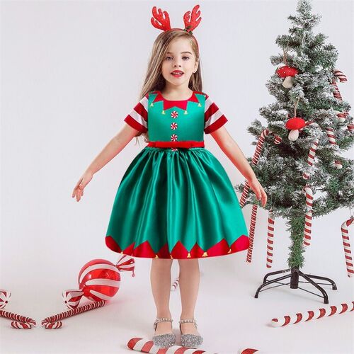 clothes kids girl for Christmas Girls Santa Baby Party dress