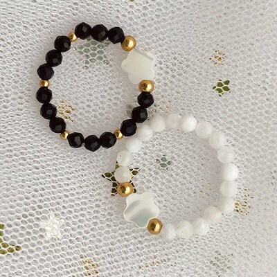 Fashion Natural Stone Moonstone Obsidian Rings For Women Gir