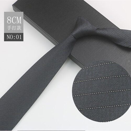Business Tie for Men Striped Pattern Silk Tie 8cm Tie for Wo
