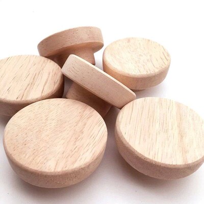 Oak Round Handle Dia 30/35/40/50mm Natural Wooden Cabinet Dr