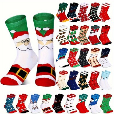 Xmas New Year SocksWarm Santa Reindeer Snowflake Men & Women