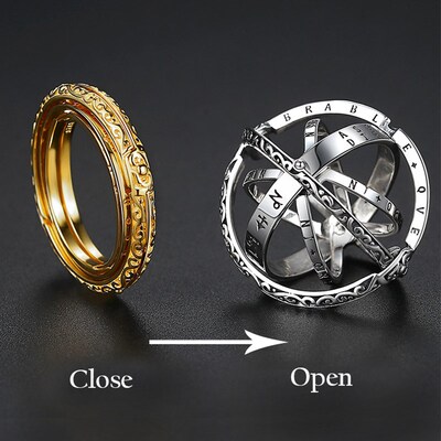 Astronomy Ball Rings Men Openable Rotate Sphere Cosmic Plane