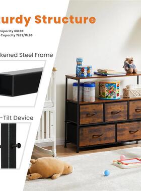 Shoe Cabinet Dresser With 5 Fabric Drawers Toy Storage TV St