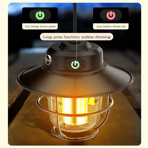 COBA LED Camping Lamp Retro Hanging Tent Lamp Portable Stepl