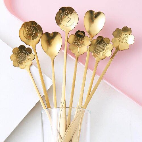 Wholesale 304 Stainless Steel Coffee Spoons, Flower-shaped G