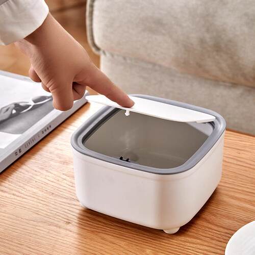 Minimalist Desktop Trash Can with Lid, Small Size Wastebaske