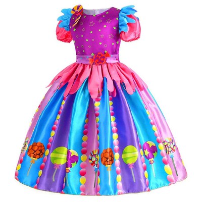 Purim Girls Rainbow Candy Costume Kids Cosplay Lollipop