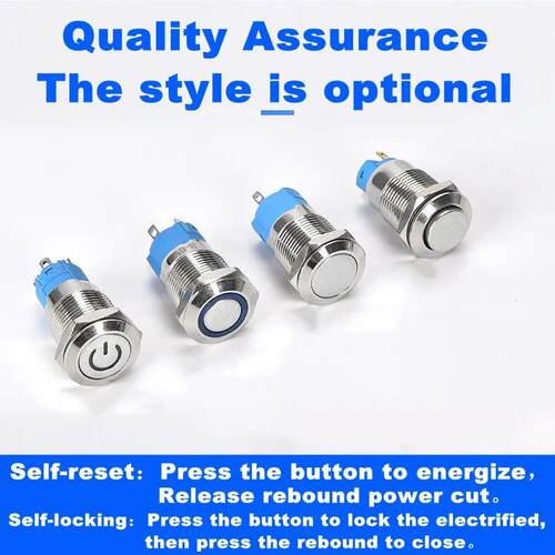 12mm waterproof metal button switch instant lock power start