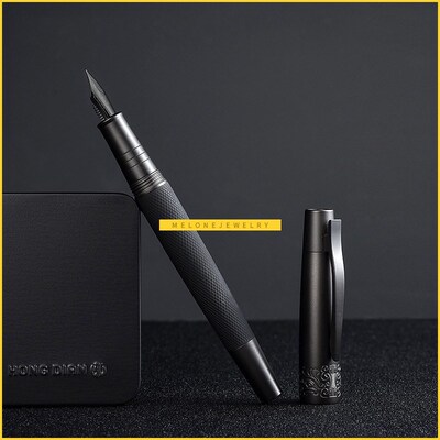 Hongdian 6013 Elegant black Metal Fountain Pen itanium Black