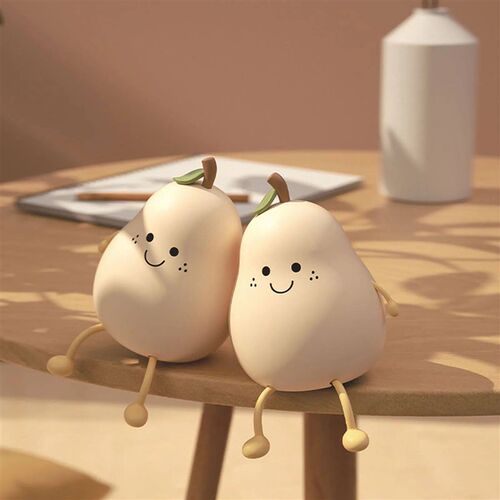 LED Night Light Pear Table Lamp Rechargeable Colorful Dimmin