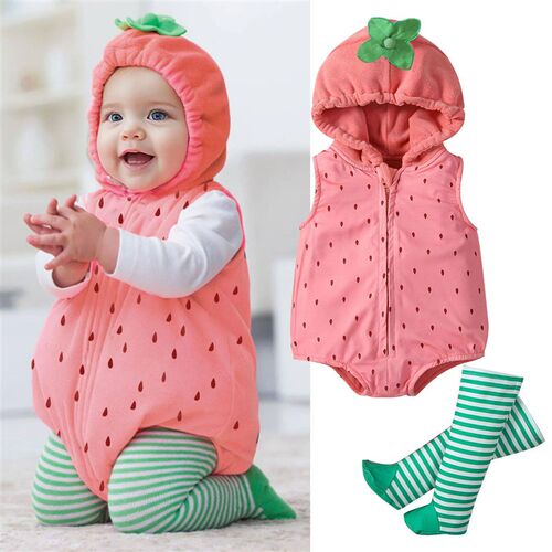 Cute Baby Romper Clothes Set Strawberry Shaped Stage Perform