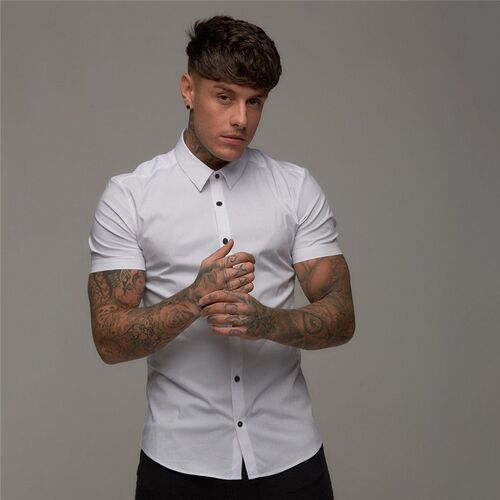 Summer Fashion Slim Fit Button Short Sleeve Shirts Men Casua