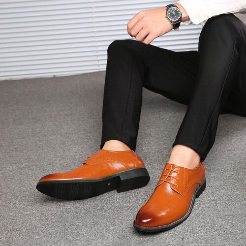 Mens Casual Leather Shoes Brogue Fashion Large Size British