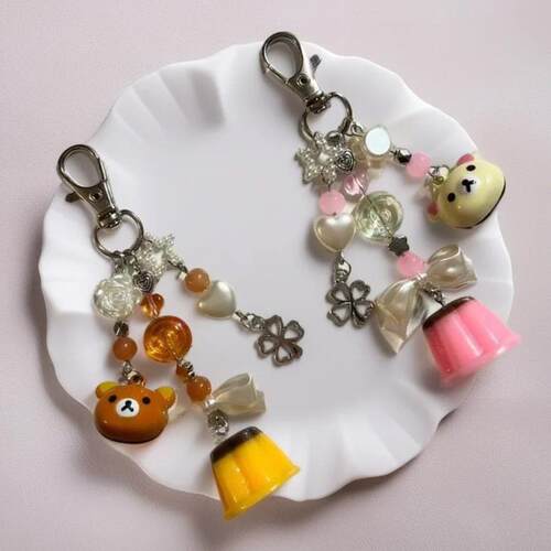 Cute Bell Bear Handmade Pudding Keychain Rilakkuma Bear