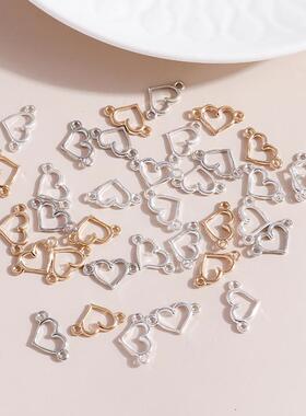 100pcs/lot 15*9mm Three Color Fashion Love Heart Charms Conn