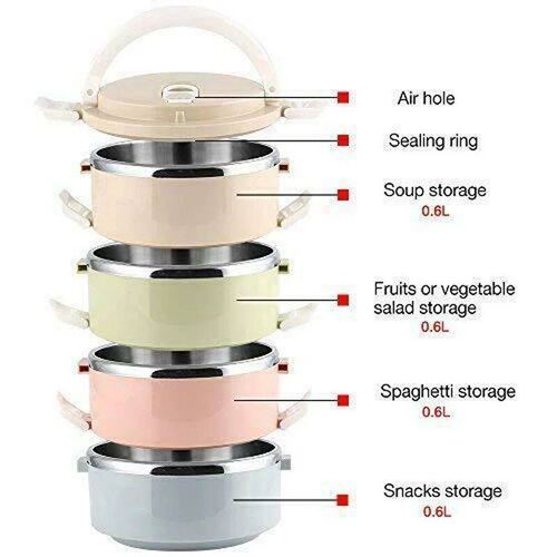 1pcs Insulated Lunch Box 1/2/3/4 Layers Stainless Steel Lunc