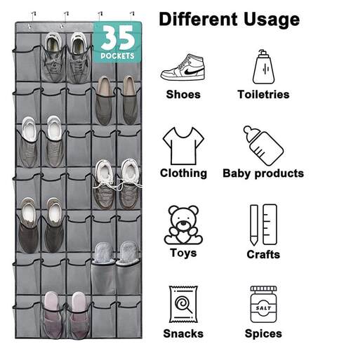 35 Pockets Over the Door Shoe Organizer Large Mesh Pockets W