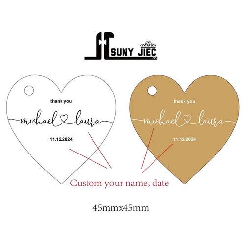 #20 100pcs 4.5x4.5cm Kraft/White Paper Label Heart Shape Tha