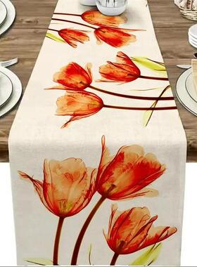Tulip Linen Table Rustic Farmhouse Style Table Runner 13X70