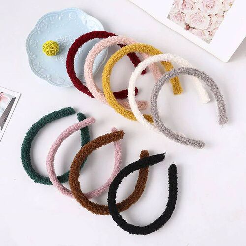 Cute Candy Color Soft Plush Headband Winter Women Furry Lamb