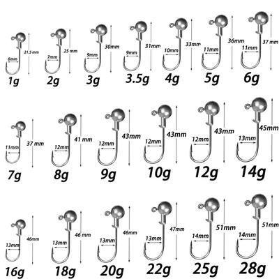 Metal Jig Head Hooks 1g 10g 28g Jigging Hook Barbed Crank Ge