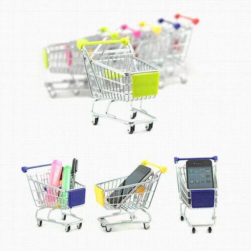 1:48 Mini Supermarket Shopping Trolley Cart Desktop Model Ch