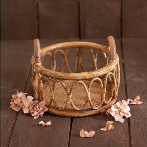 Newborn Photography Props Retro Rattan Round Basket Chair Be