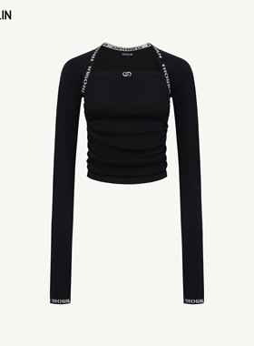 TROSILIN25秋冬 方领针织长袖修身上衣H2511SW26BK