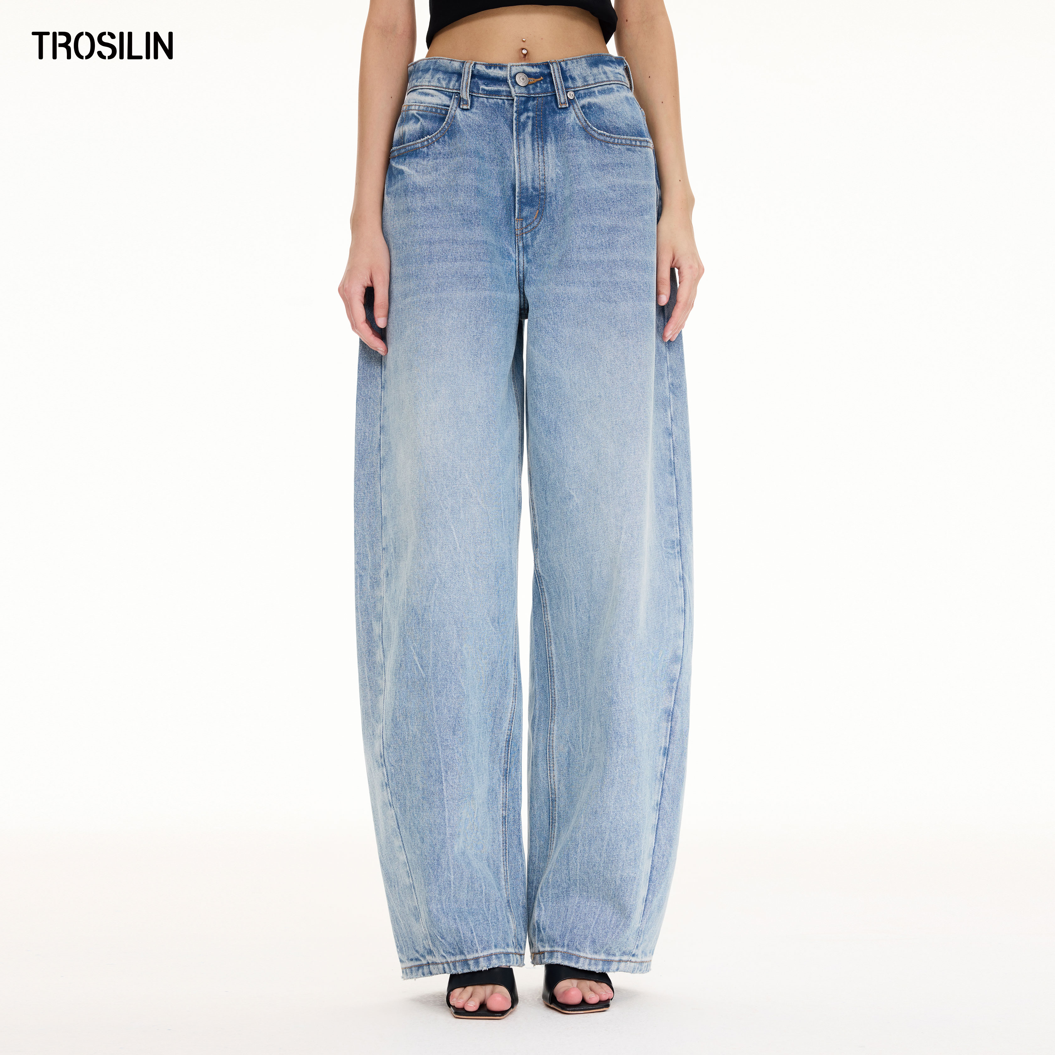 25早秋新品弯刀廓形牛仔裤