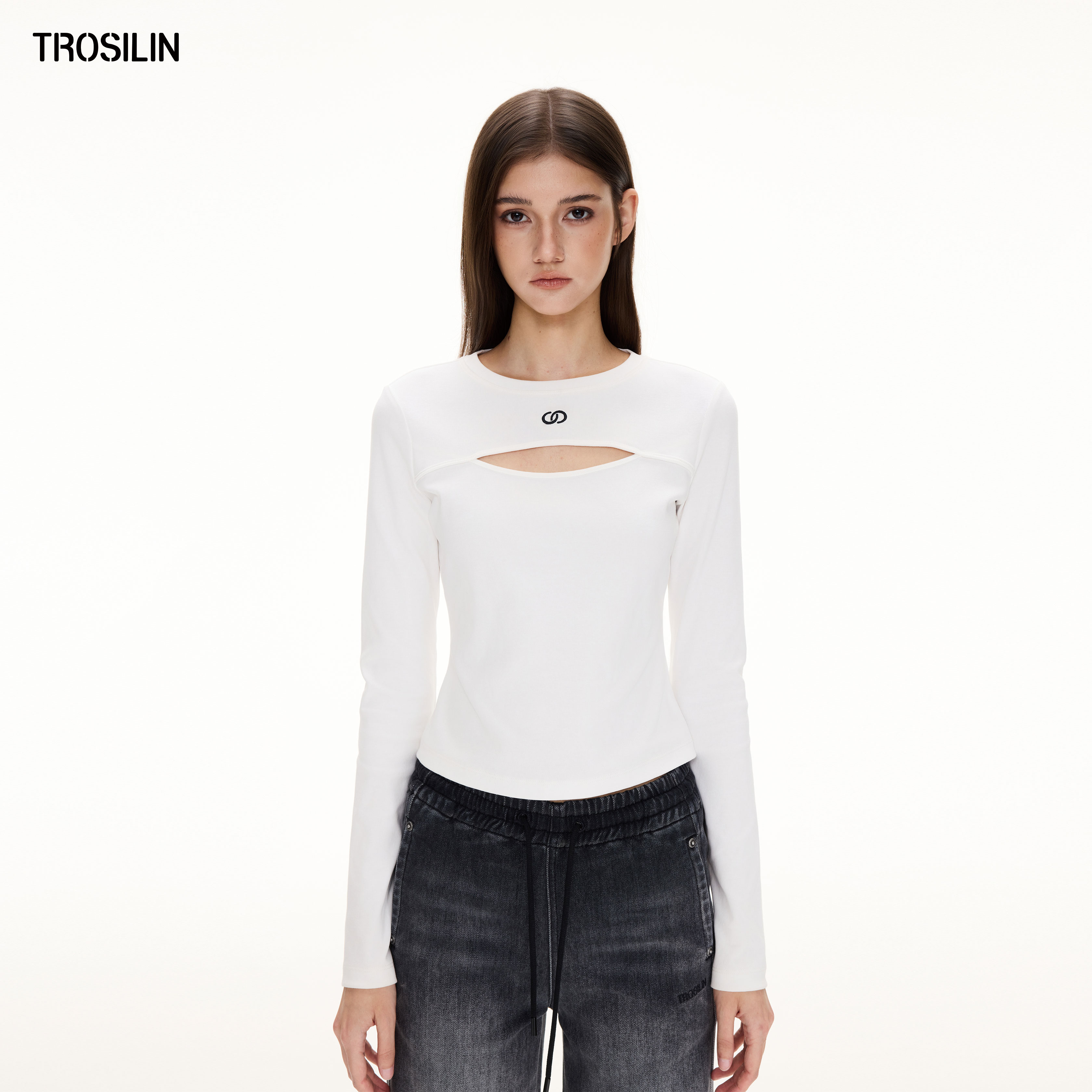 早秋新品镂空长袖T恤上衣