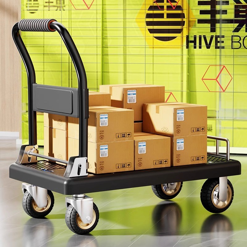 小推车拉货折叠手推车平板车轻便承重手拉家用S拖车搬运车小拉车