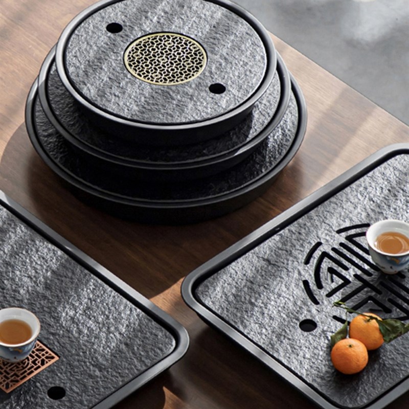 中式黄铜乌金石茶盘漏水片下w水配件过滤网铜片茶桌方形茶漏装饰