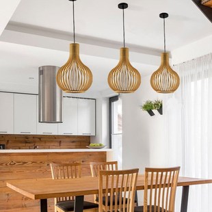 日式餐厅极简原木灯具创意茶室料理店东南亚风格复古吧台木艺吊灯