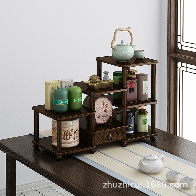 桌面实木中式博古架茶叶架小型置物架装饰品摆件茶杯茶壶摆放架子,住宅家具,多宝格/博古架,淘宝优惠券,粉丝福利购,淘宝优惠卷