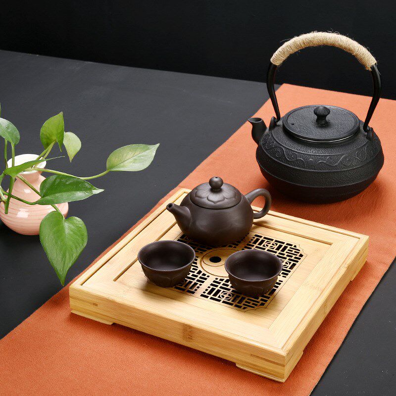 储水竹制茶盘家用迷你创意个性小茶台抽屉式茶托盘简约竹茶海茶具
