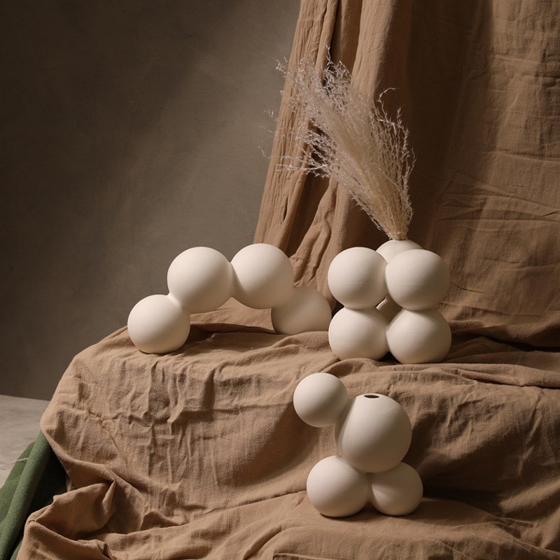 简约轻奢球球陶瓷摆件客厅办公室样板房民宿西餐厅桌面插花装饰品